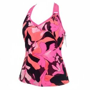 Gerry Women's SZ Small Disguise Action Tankini Swim Top ONLY Pink FloralAthletic